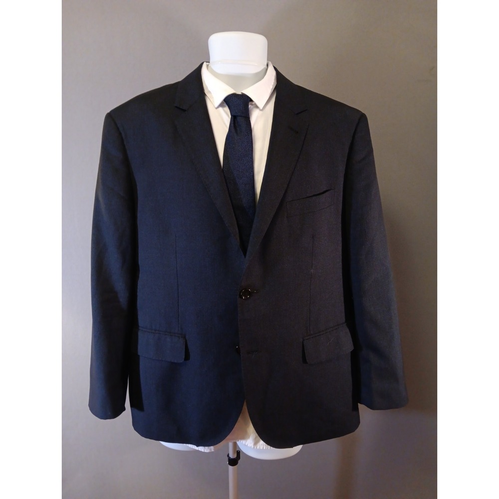 Indochino Custom Blazer 85 Wool 15 Silk Mens 46R Black Sport Coat Double Vent